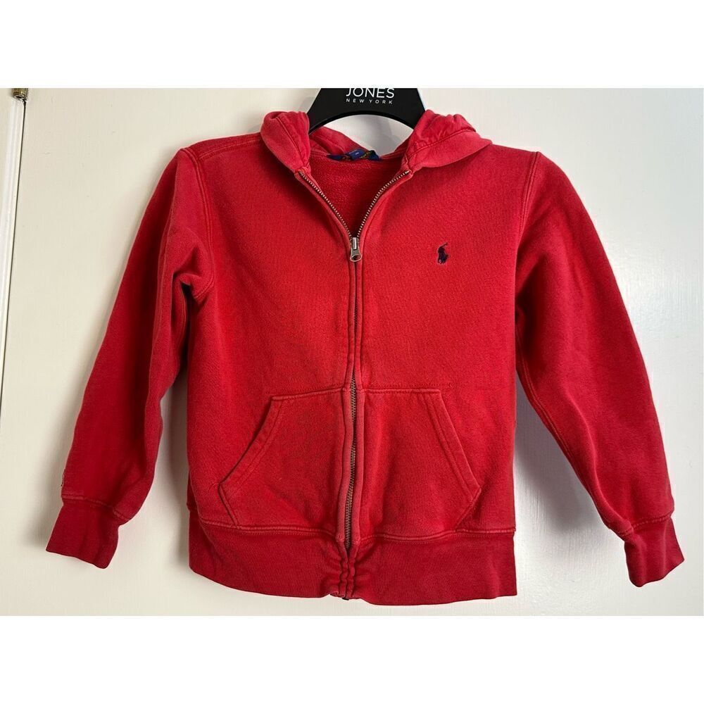 Polo Ralph Lauren kids sz 8 red hoodie with full zipper *flaw